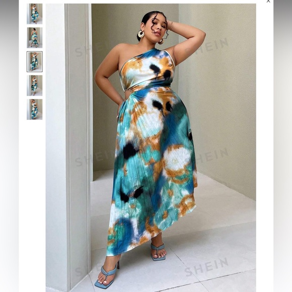 NWT! One shoulder pleated dress with peekaboo cutout - Picture 3 of 3